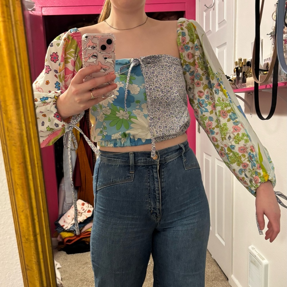 Handmade Floral Patchwork Crop Top - Picture 2 of 9